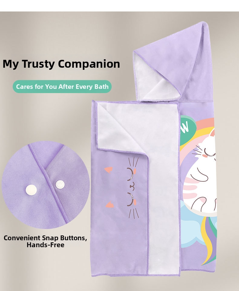 Children's Beach Towel Cape Hooded Quick Drying Absorbent_voghion.com
