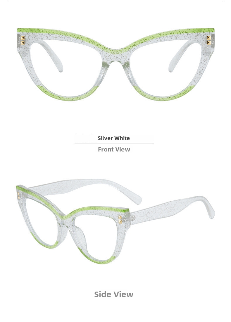 Cat Eye Brille Mit Nieten Für Damen Und Herren Modisches Design_voghion.com