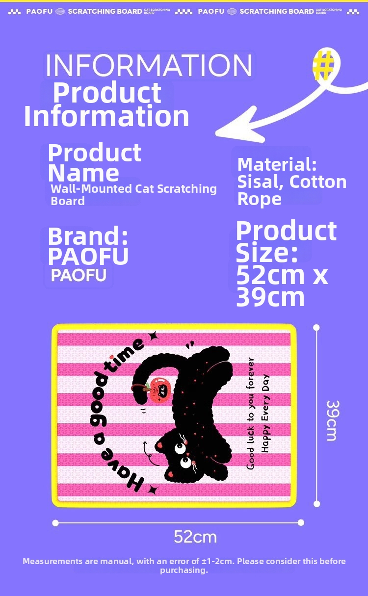 Sisal Cat Scratching Board Wall Mounted Cat Scratcher For Furniture_voghion.com