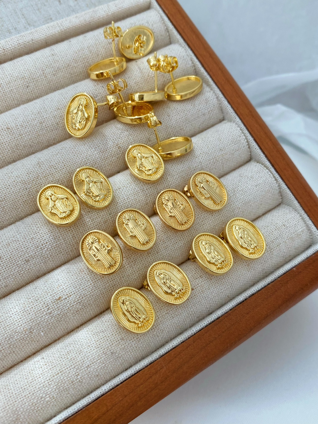 5g Weight Copper Ear Needle Material Ear Studs Classification 1 Pair Quantity 1 Pair Retro Classic Style Virgin Mary Our Lady Of Guadalupe Copper Ear Studs