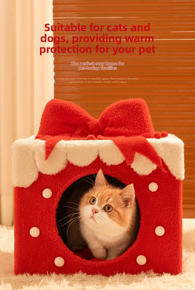 Niche maison pour chat fermée douillette et chaude en polaire_voghion.com