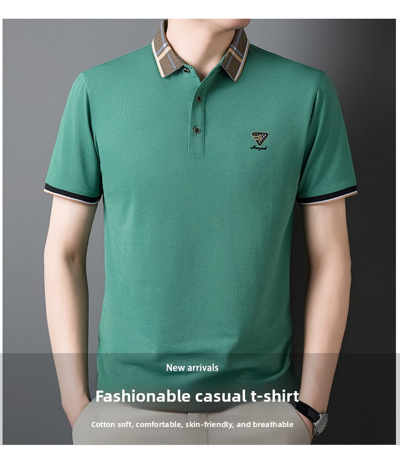 Men's Silk Cooling Anti-Wrinkle Knit T-Shirt Breathable Comfort Summer Polo_desvips.com