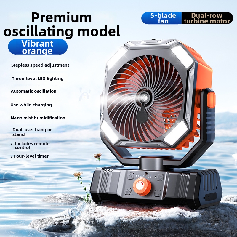 Ventilatore da esterno ricaricabile tramite USB, batteria a lunga durata, ideale per rinfrescarsi in estate, perfetto per campeggio e cantieri edili._voghion.com