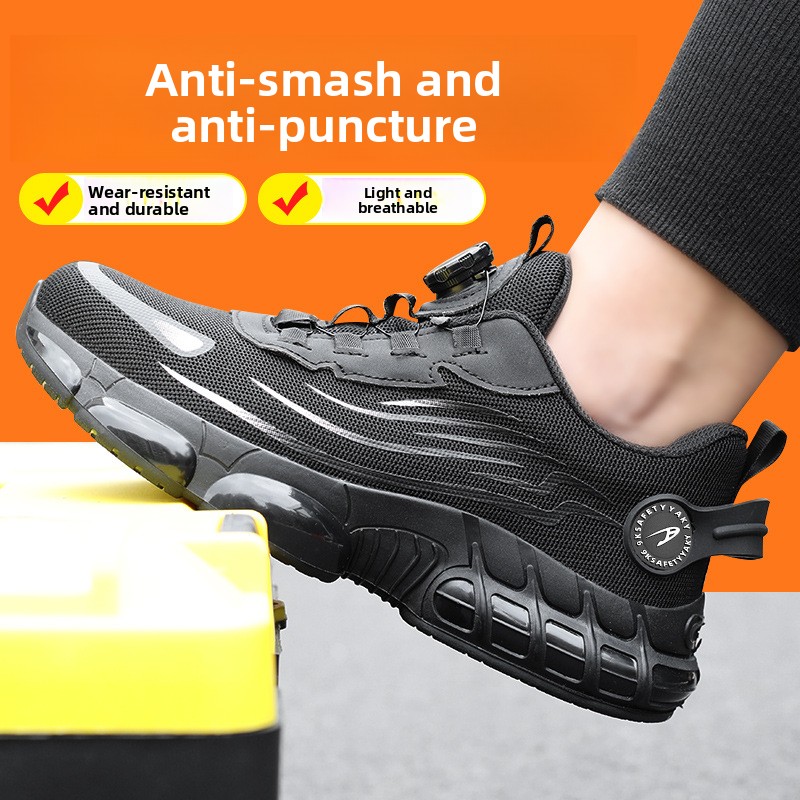 New Fashionable Lazy Shoes Without Tying Shoelaces, Safety Shoes With Anti Smashing And Anti Puncture Features, And Flying Woven Workwear Shoes_voghion.com