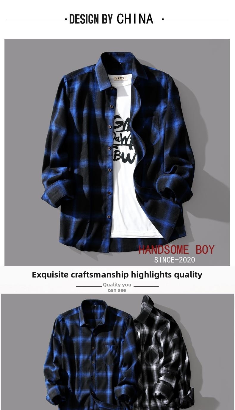 ​​Men's Checkered Long Sleeve Shirt – Oversized Casual Button-Up With Soft Polyester Fabric​​ Smart Casual Hack​​_voghion.com
