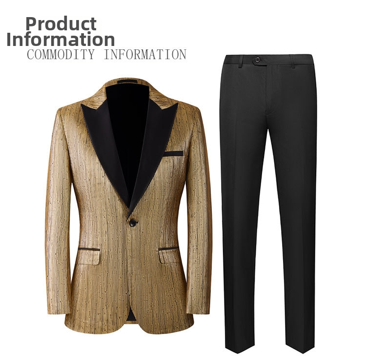 Men's Suit Blazer In Gold And Silver Modern Slim Fit Formal Jacket_voghion.com