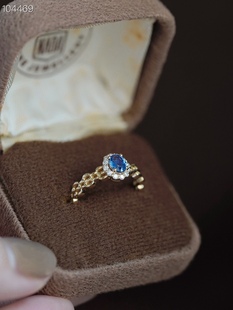 ins Advanced Sense Light Luxury Sapphire Ring Recommended Chain Ring 18K Diamond Sapphire Simple and Generous Temperament