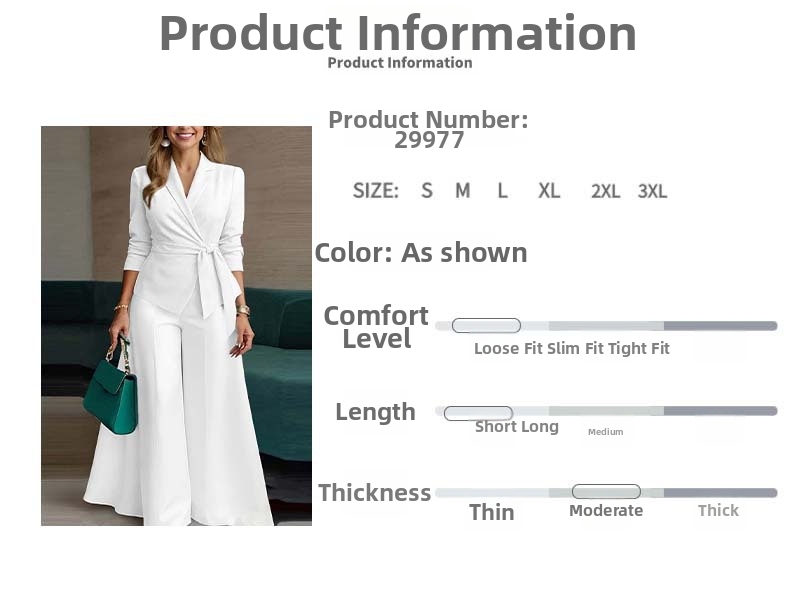 Women's Solid Color Belted Jacket & Pants Two-Piece Set - Elegant Office & Casual Outfit For All Seasons_ecoleips.com