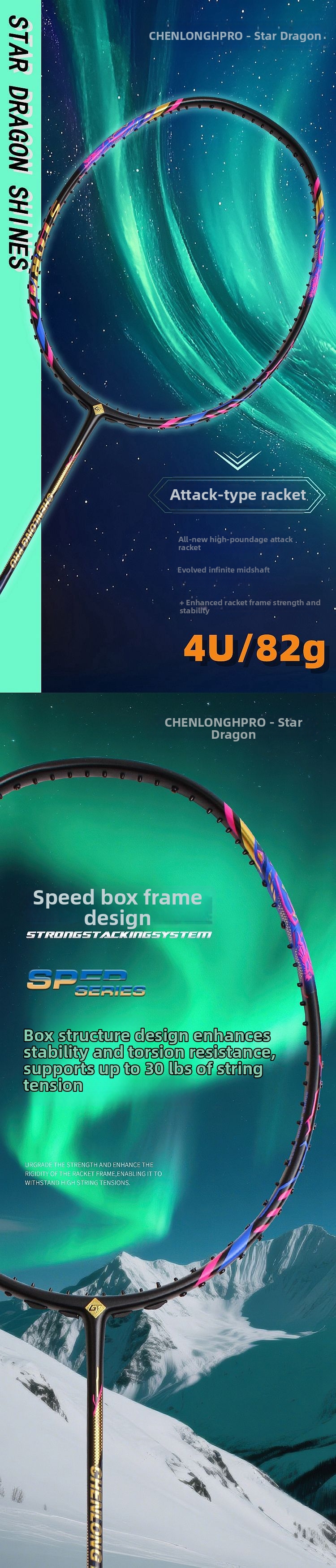 Lätt badmintonracket i kolfiber för offensiv spelstil_voghion.com