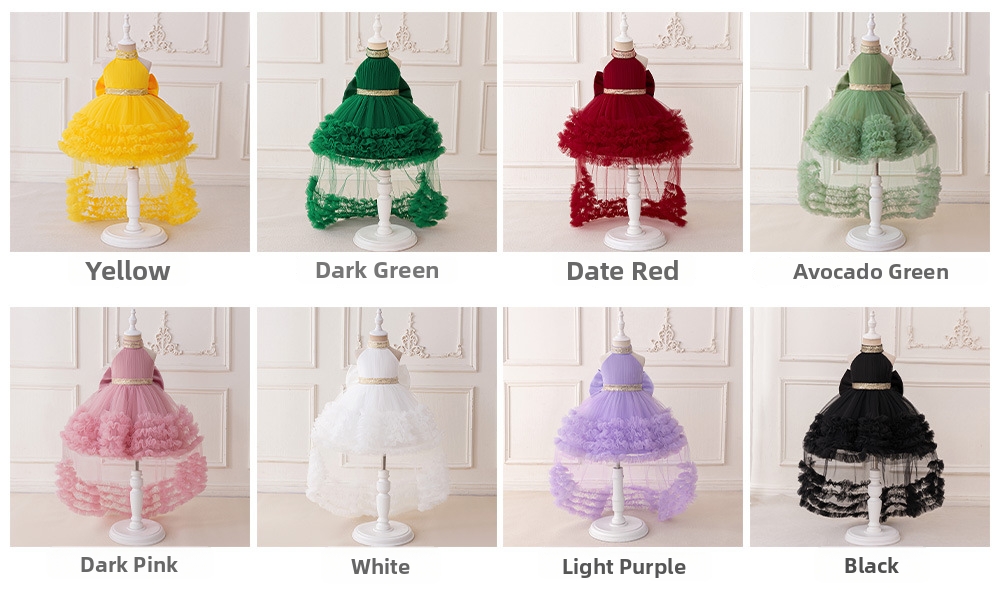 Abito da principessa con scollo all'americana e strascico per bambine, 2026, nuovo abito da spettacolo per compleanno, vestito in rete per bambini piccoli (3-7 anni)_voghion.com