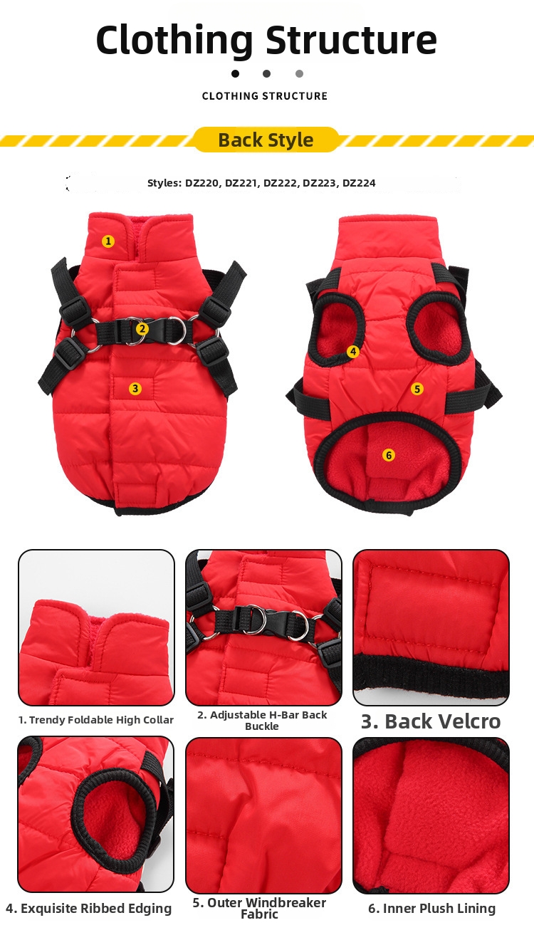 Cappotto invernale per cani giubbotto trapuntato con zip_voghion.com