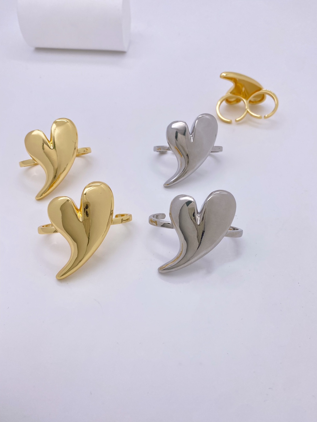 Heart Shape Pattern Wholesale Jewelry IG Style Heart Shape Copper 18K Gold Plated Plating Open Rings