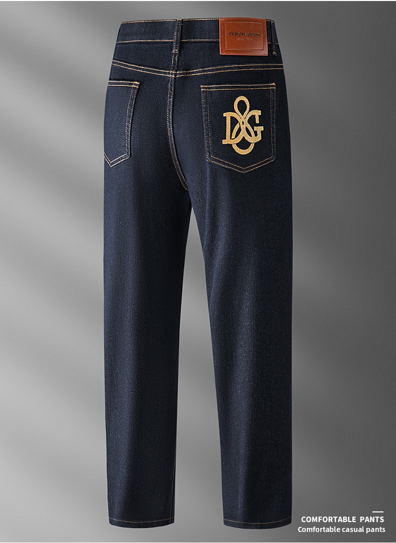 Autumn And Winter New Business Slim-fit Straight Men's Pants Versatile Casual Blue Jeans_mkmklike.com