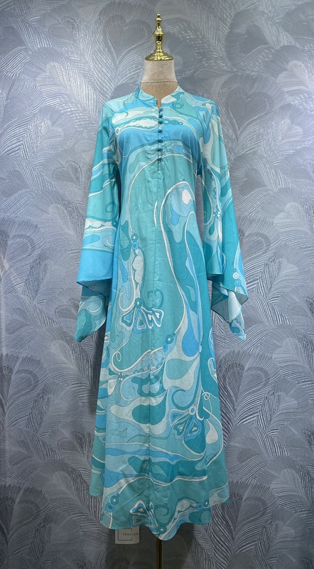 Fengyingying Foreign Trade Women's Clothing 2026 Spring New Collection Stand Collar Cotton Printed Long Dress