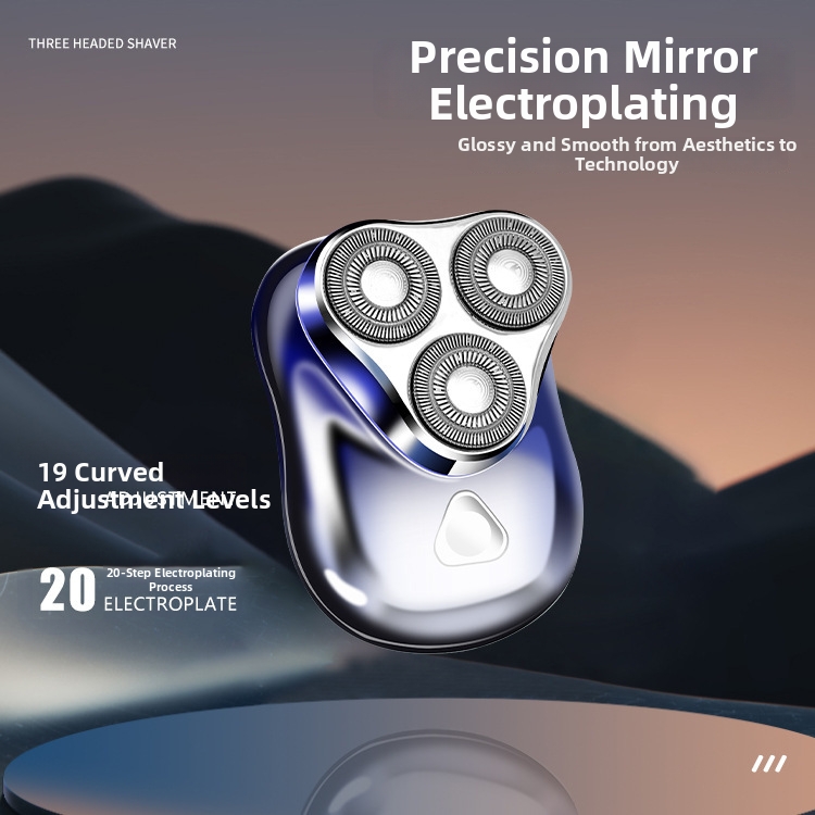 Mini draagbaar elektrisch scheerapparaat voor mannen, baardtrimmer met drie zwevende mesjes, huishoudelijk apparaat, persoonlijke verzorging_voghion.com