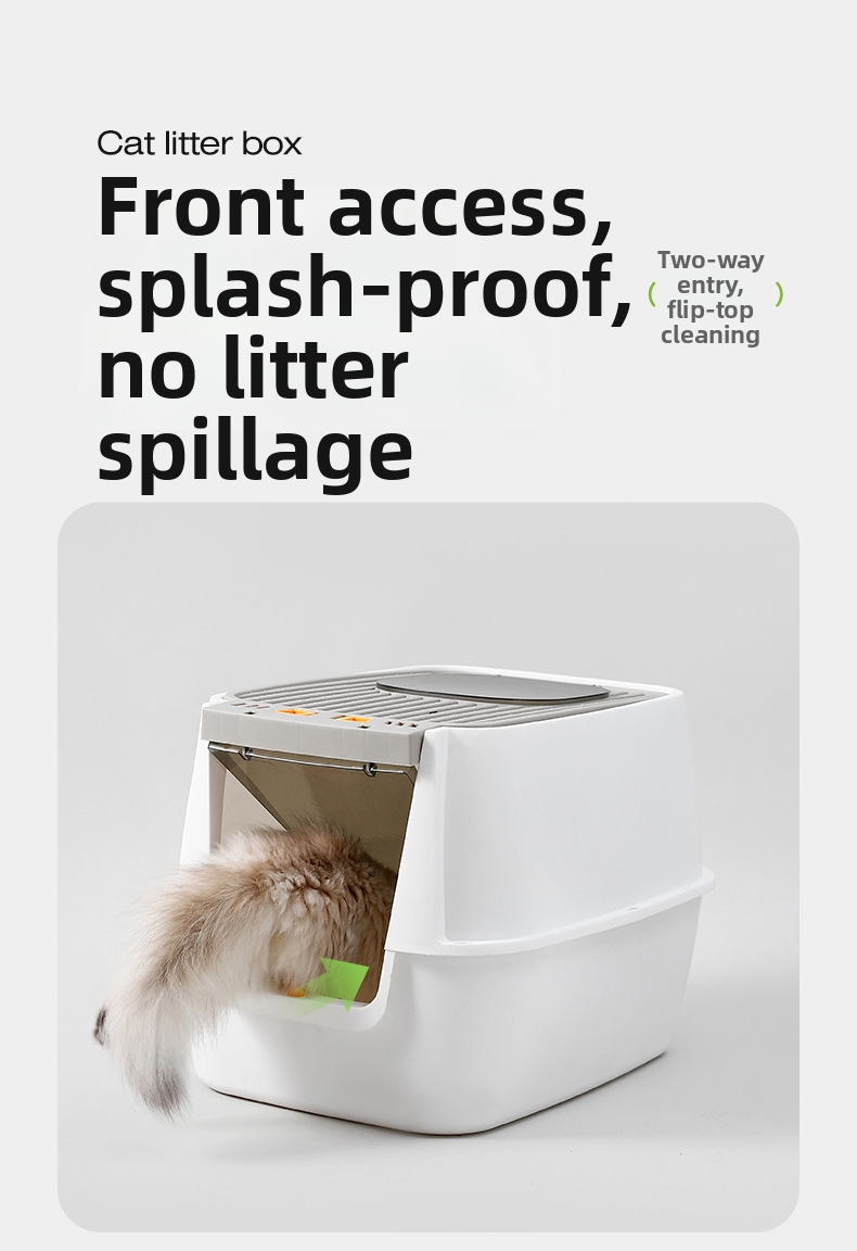 Extra Large Mega Cat Litter Box Fully Enclosed Splash Proof Odor Resistant Sterilizing_voghion.com