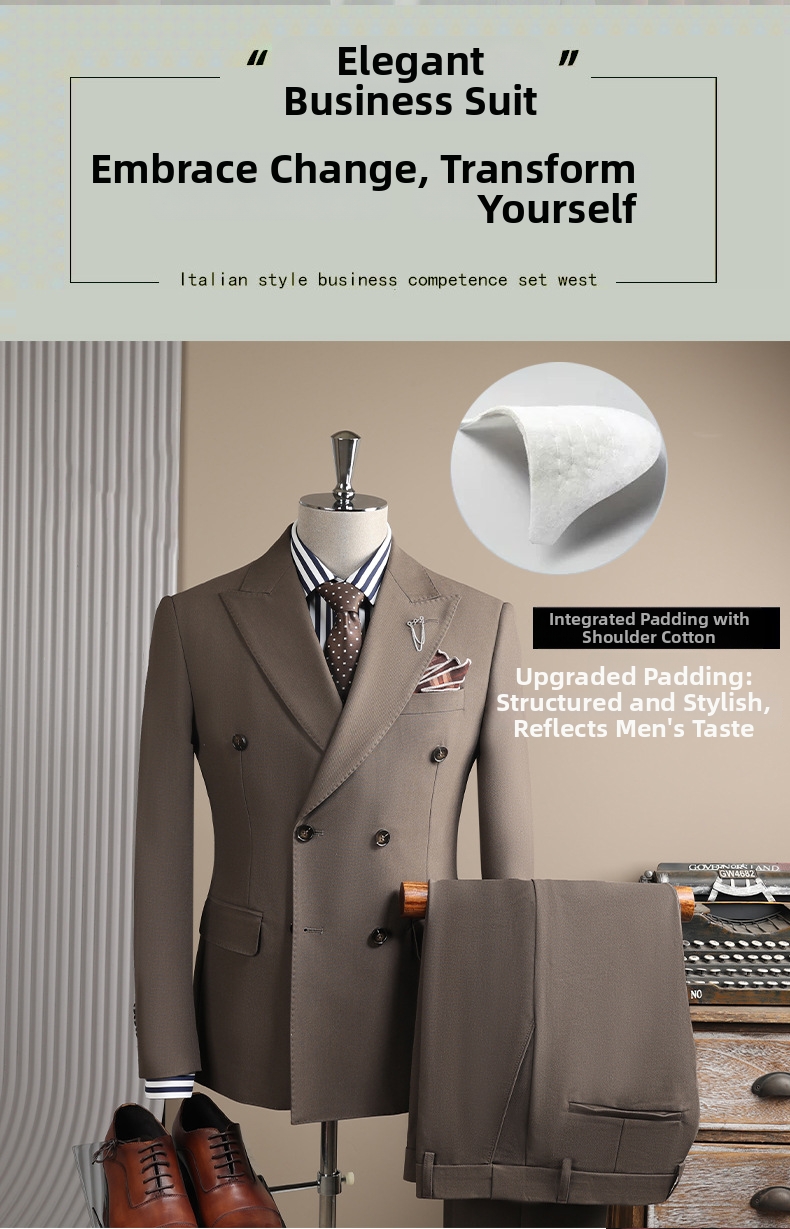 Double Breasted Groom Suit For Men Sophisticated Wedding Style_voghion.com