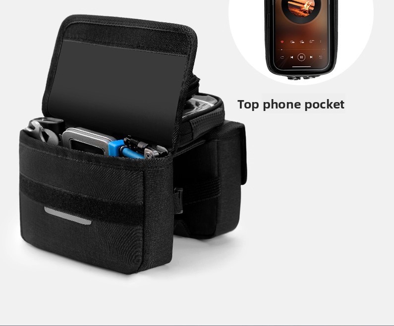 Bolsa de quadro para bicicleta impermeável com porta telemóvel_voghion.com