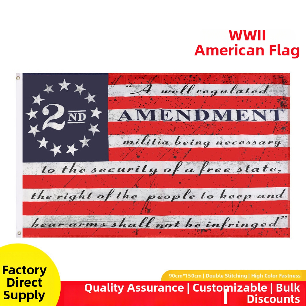 Second Amendment U.S. Constitution Flag 90x150 Cm (3x5ft) With 2nd Militia Stainless Steel Flagpole WWII Theme Home Garden Patio Lawn Decor_voghion.com