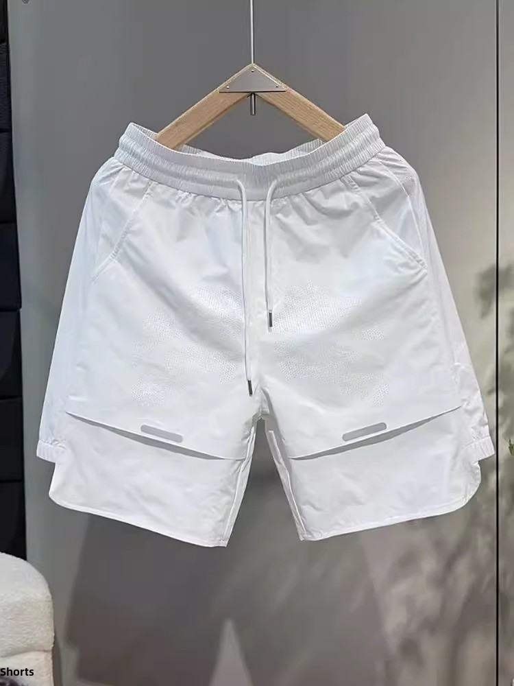 Summer Solid Color Men's Casual Shorts Stylish Versatile Trendy Handsome Five Point Loose Fit Easy To Match Quick Drying_viptrois.com