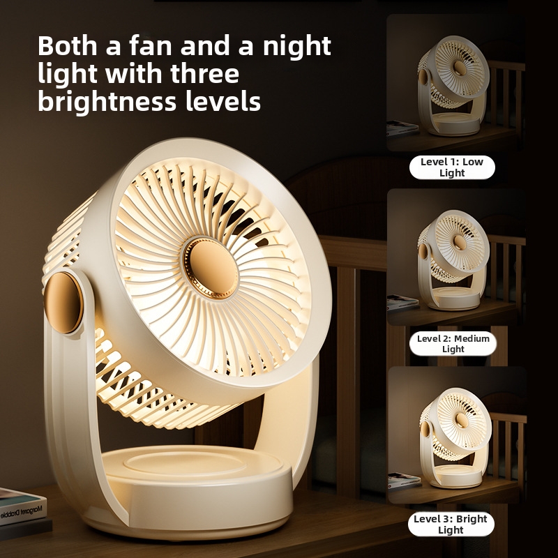 Ventilatore portatile ricaricabile tramite USB, piccolo ventilatore da tavolo con luce, ideale per ufficio e dormitorio, montabile a parete._voghion.com