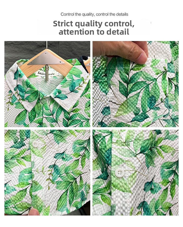 Men's Heavyweight Short Sleeve Shirt, Creative Design Casual Linen-Like Shirt, Relaxed Fit Breathable Summer Top For Street Style_viptrois.com