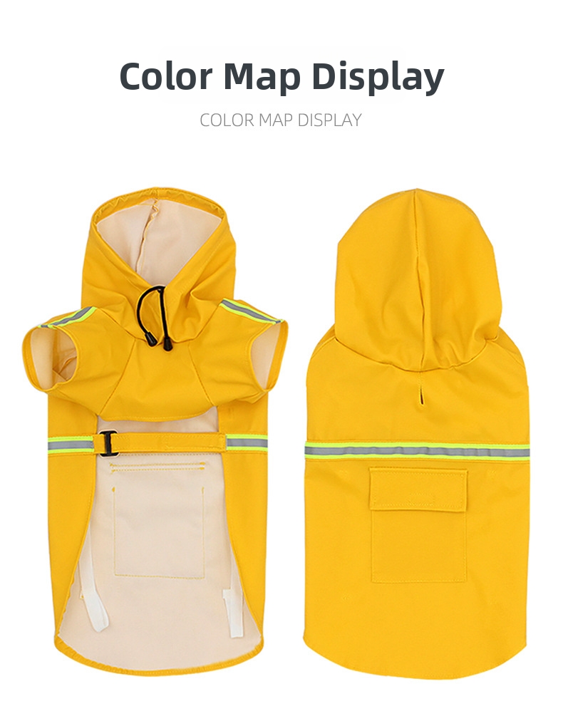 Reflective Dog Raincoat Waterproof Hooded Pet Jacket For Walking_voghion.com