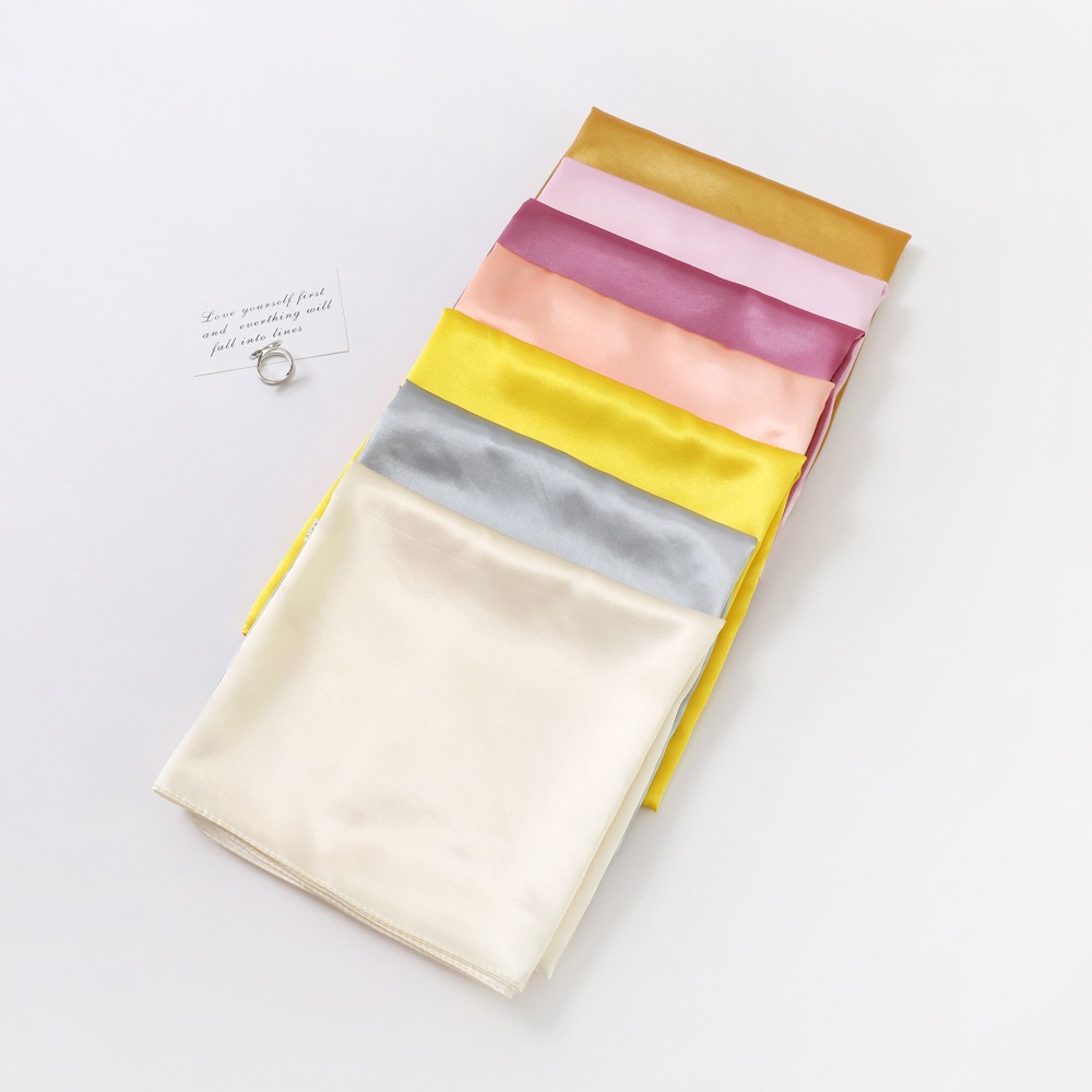 Satin Square Scarf For Women Solid Colour Elegant Silk Head Wrap_voghion.com
