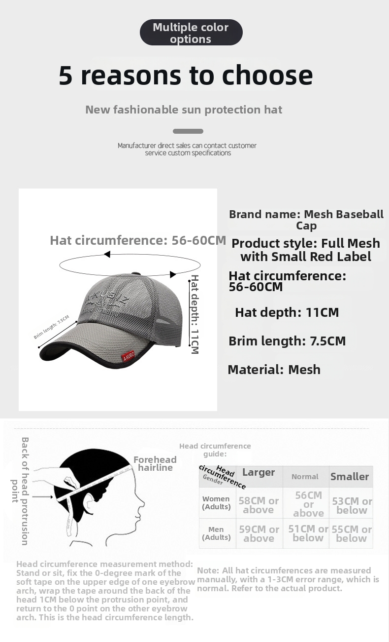 Mesh Baseball Cap For Men And Women Breathable Sun Protection_voghion.com