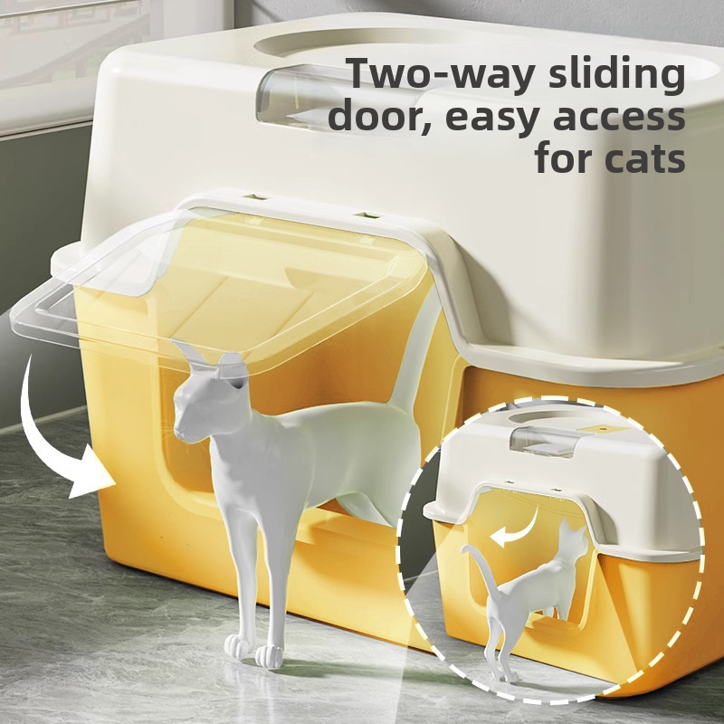Large Size Fully Enclosed Cat Litter Box Splash Proof Odor Proof for Cat Litter Made from Cassava And Persimmon_voghion.com
