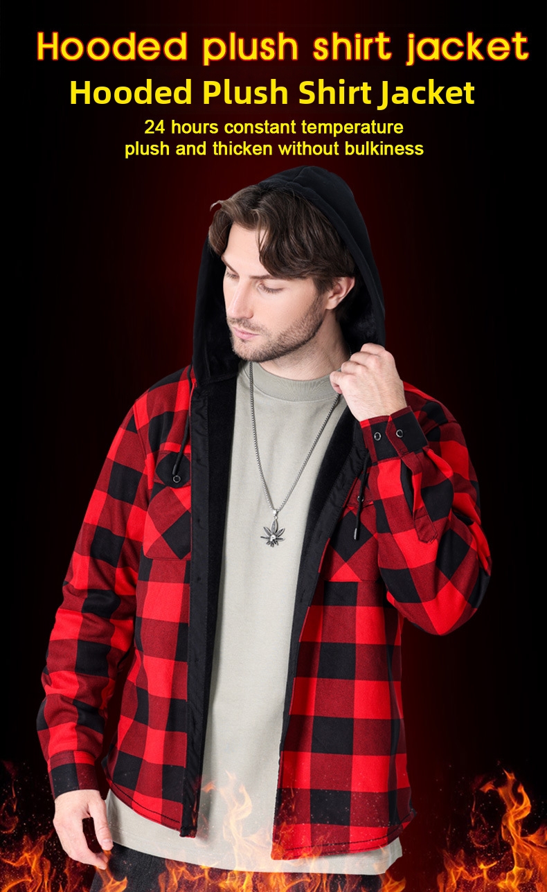 Camicia uomo flanella con cappuccio stile vintage a quadri_voghion.com