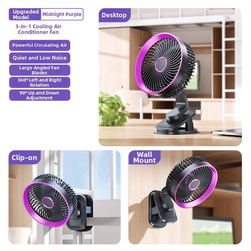 USB Rechargeable Air Circulation Fan Wall Mounted Digital Display Portable Desktop Turbine Fan For Household_voghion.com