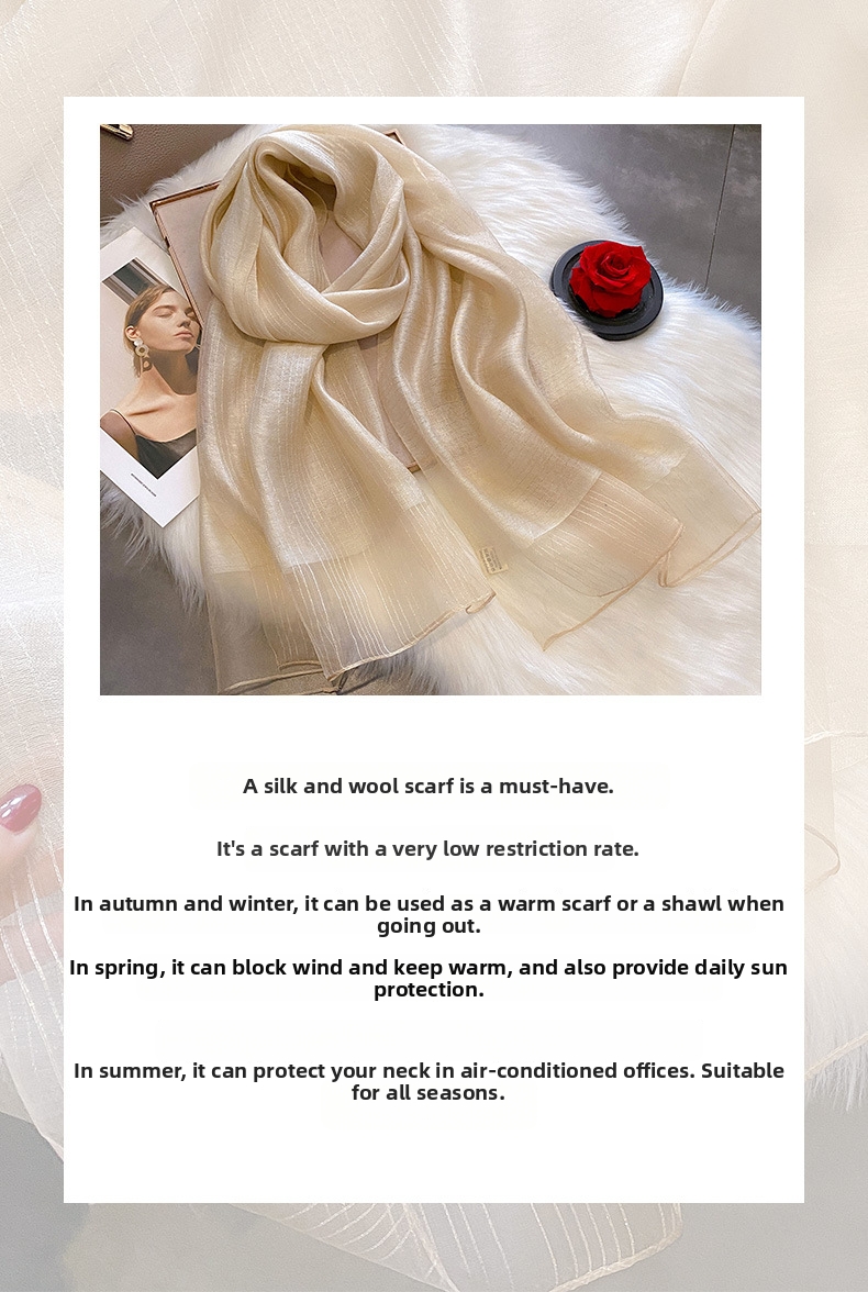 Mulberry Silk Scarf For Women, Double Layer Colour Blocking Shawl_voghion.com