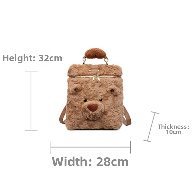 Plush Bear Backpack For Women Large Capacity Luxury Winter Bag_voghion.com