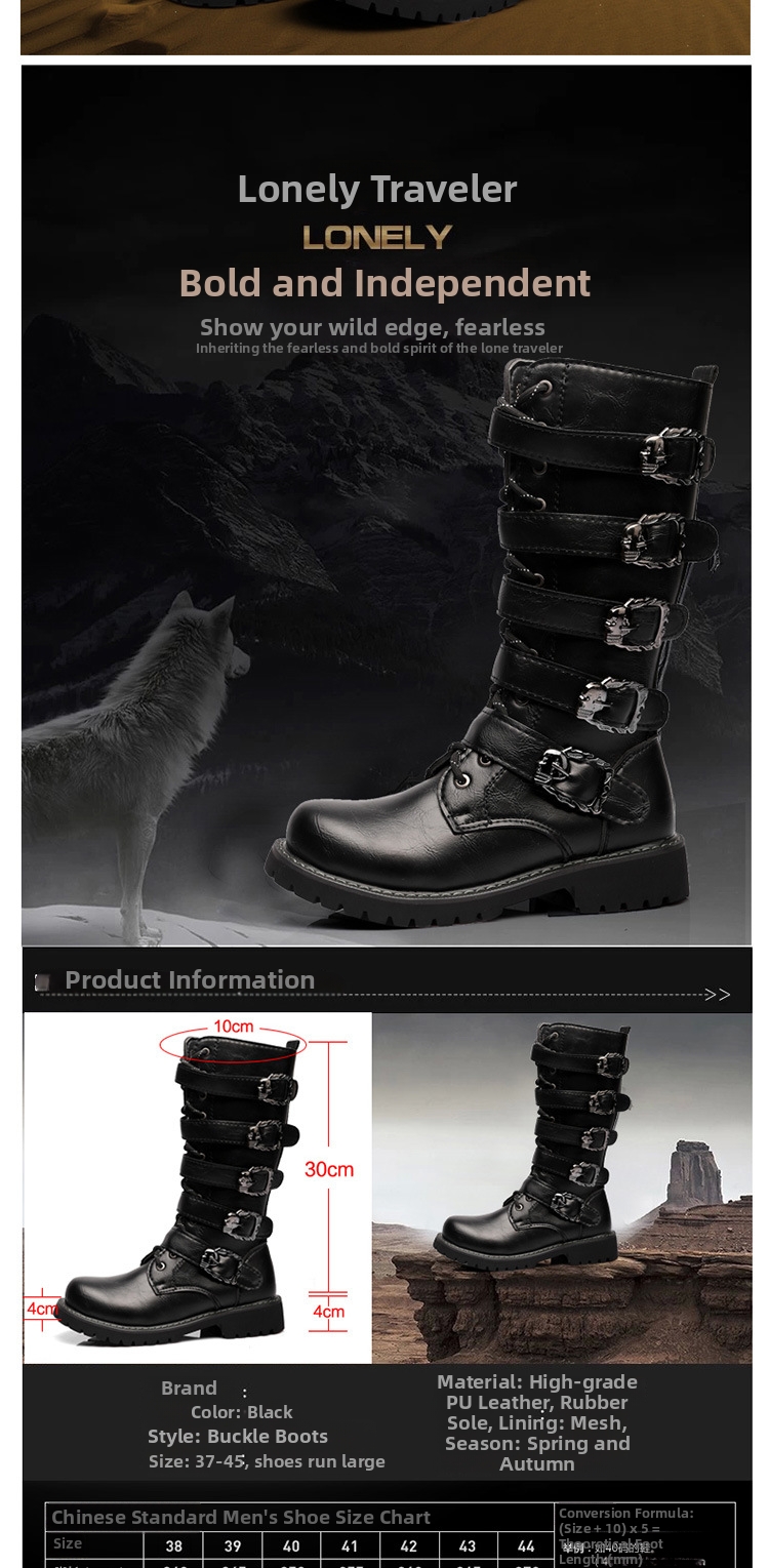 Men's Leather Work Safety Boots High Top Riding Style For Men_voghion.com