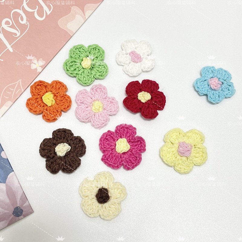 diy cotton thread flower hand crochet woven handmade hook flower small plum blossom clothing accessories children's clothing accessories