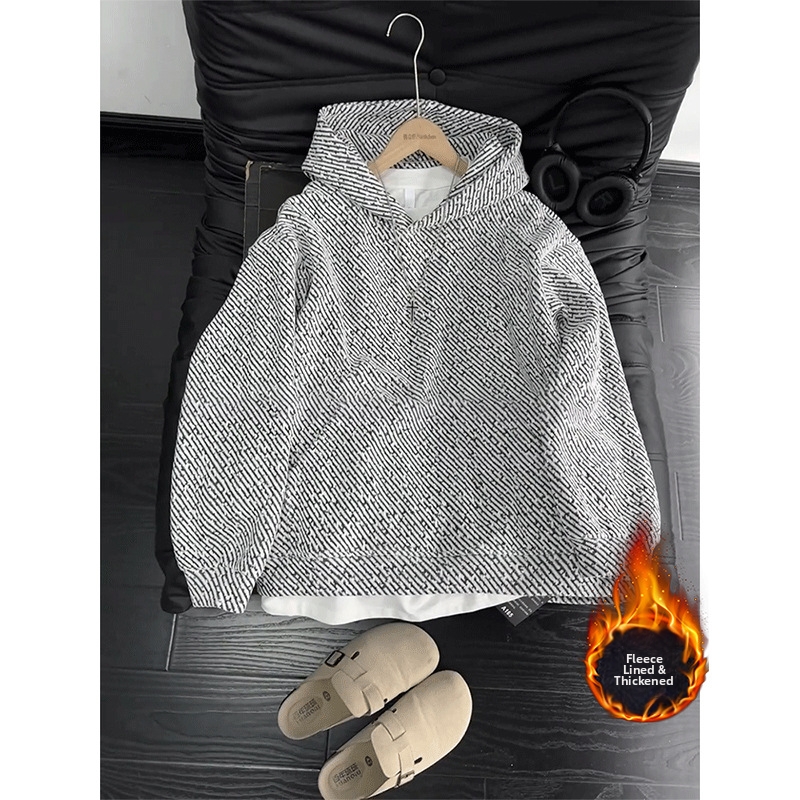 Men's Zebra Print Hooded Sweatshirt – Oversized Fleece-Lined Pullover With Cleanfit Aesthetic, Retro Streetwear Essential_voghion.com