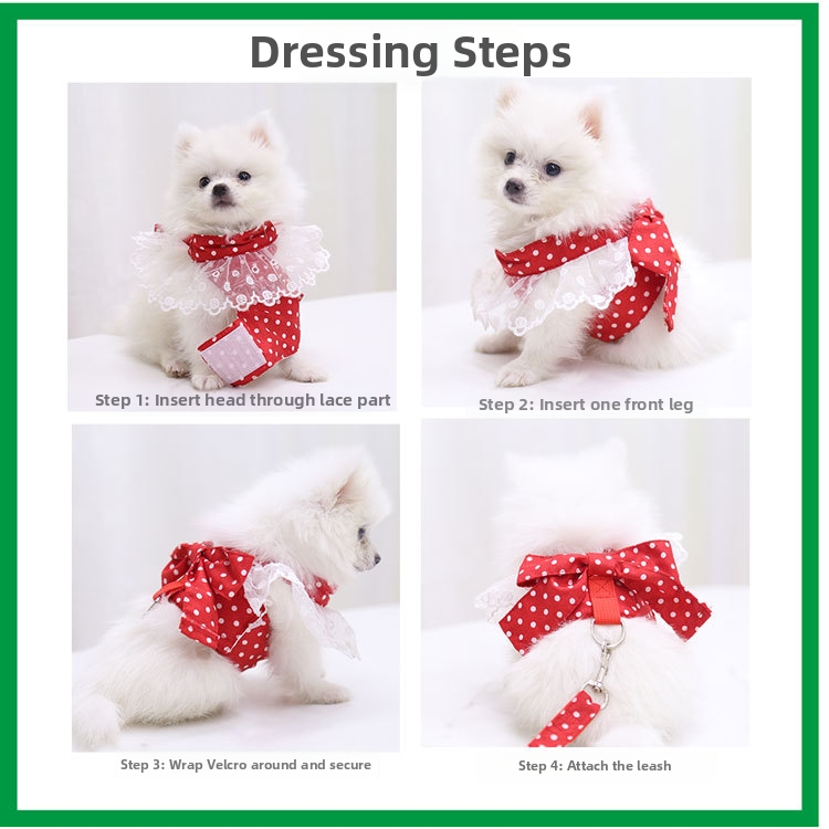 Conjunto de peitoral e trela para cães e gatos com laço_voghion.com