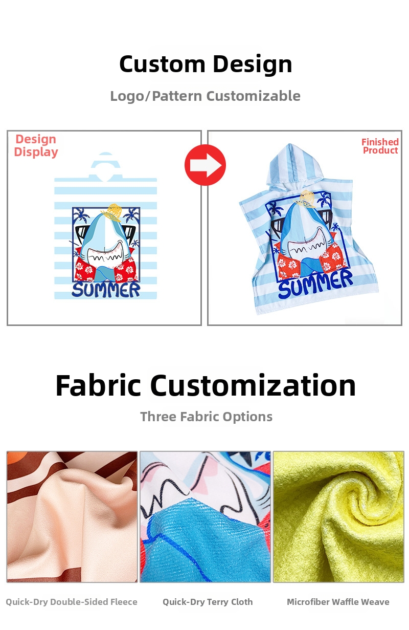 Hooded Beach Towel Poncho For Adults And Children Quick Drying_voghion.com