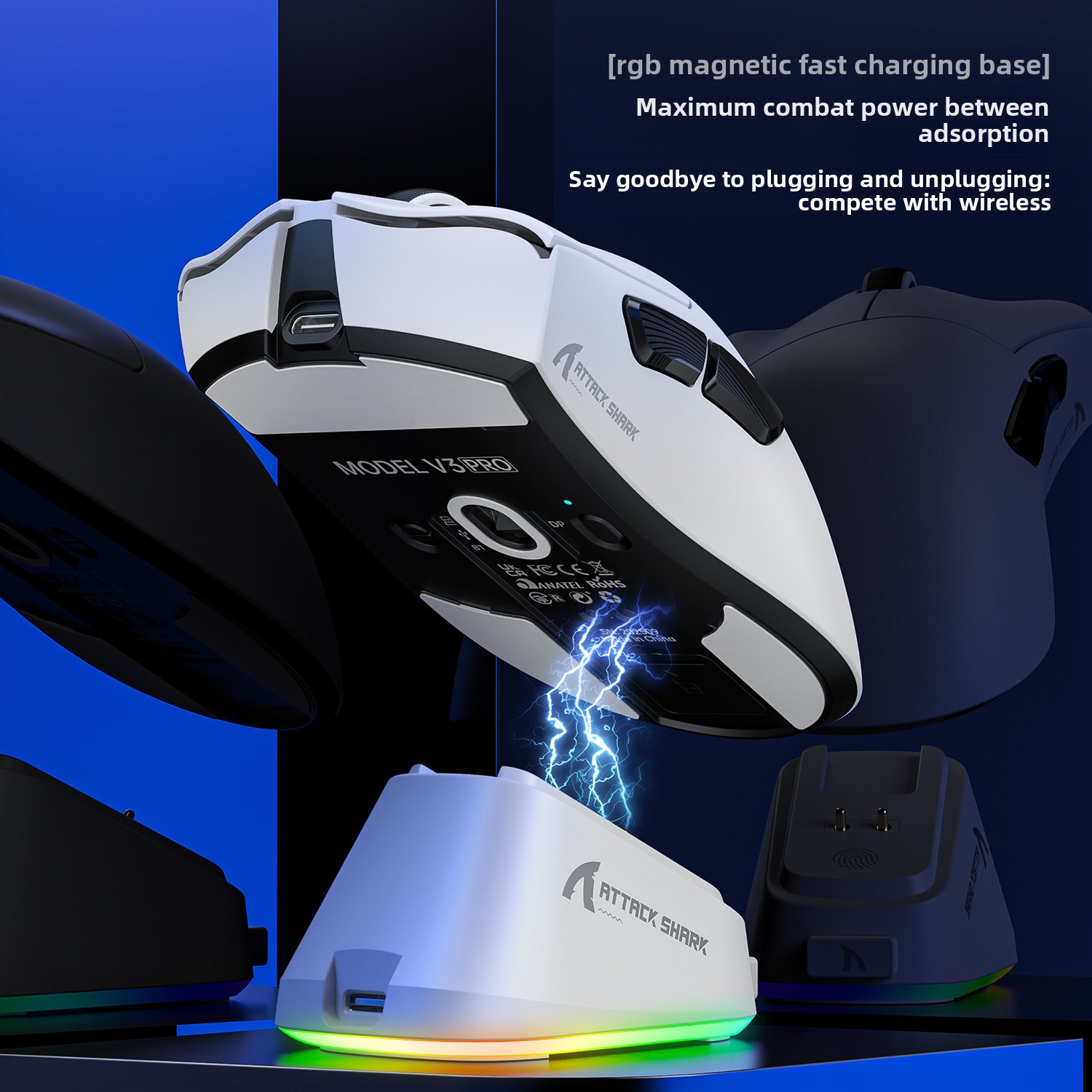 AttackShark V3PRO Mouse, Lightweight, Video Game, The Third Mock Examination, Wireless Bluetooth, RGB Seat, Rechargeable_voghion.com