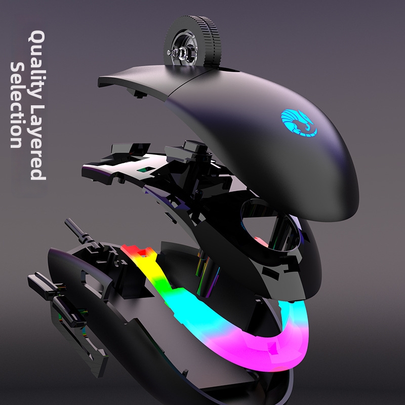 RAIKU G707 Cross-border E-Sports Gaming Mouse 7D Cool Illuminated RGB Seven Color Wired Computer Mouse_voghion.com