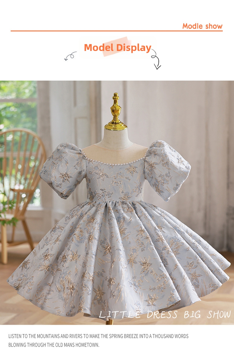 Prinsessklänning för flickor lätt polyester för pianouppträdande_voghion.com