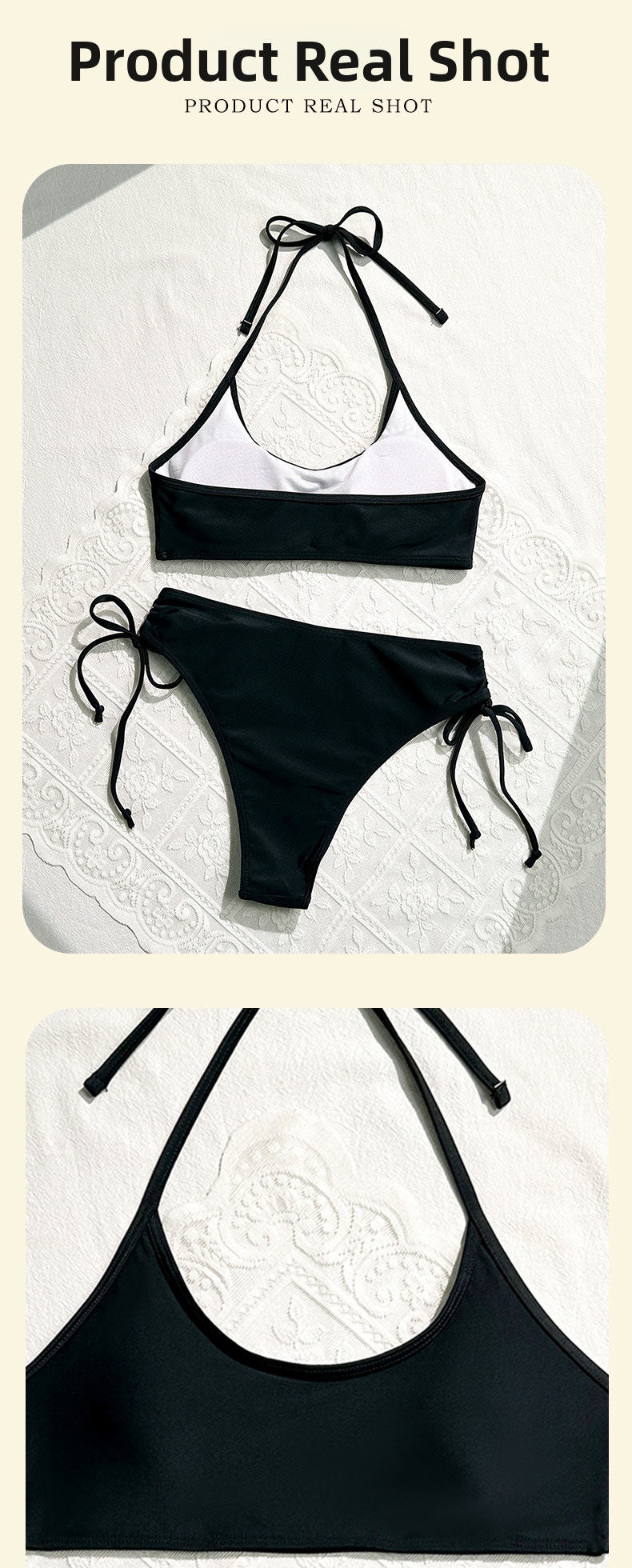 Women's Clothing Women's Sexy Solid Color Striped Bikini Style Two Piece Swimsuit Beach & Pool Ready Quick-Dry Polyester, Modest Coverage_voghion.com