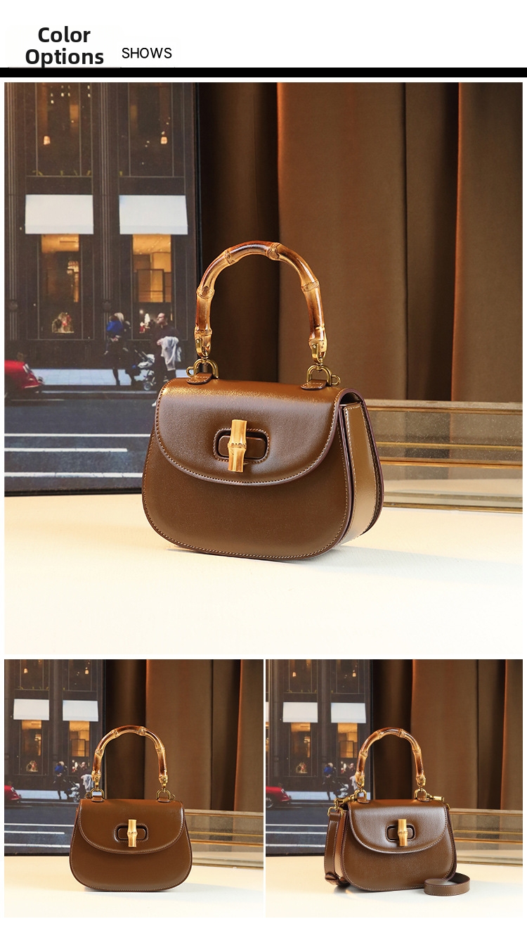 Elegant sadelväska för dam med bambuhandtag och axelrem_voghion.com