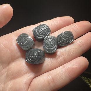 Natural Hetian Jade Carving Ancient Pattern Back Cloud Pendant Accessories King Kong Wen Play Bracelet Bodhi Universal Retro Accessories