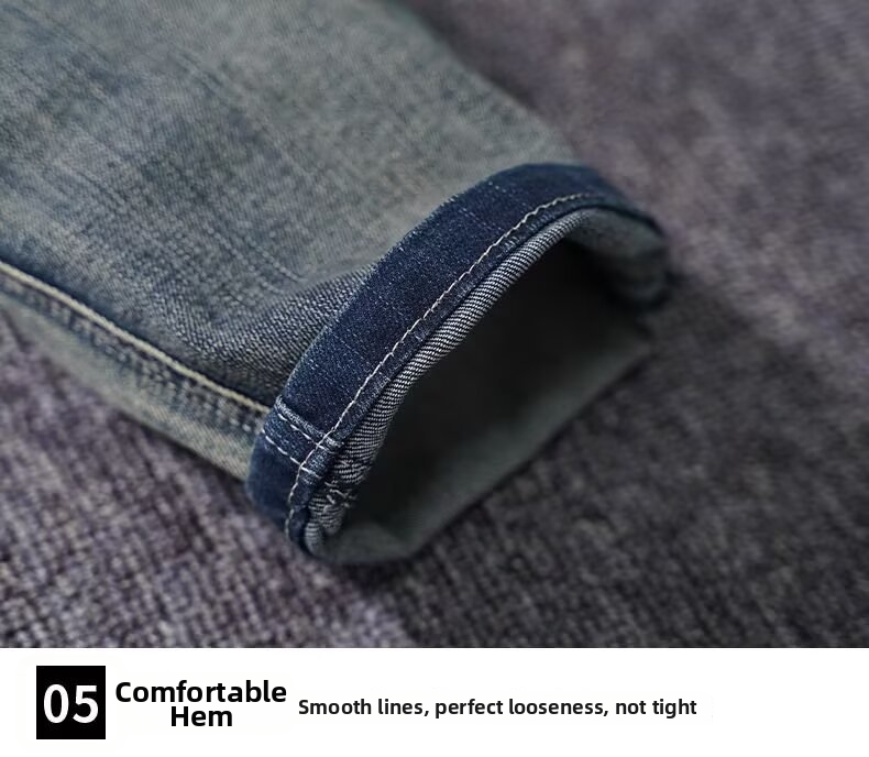 Men's Loose Straight Leg Patchwork Jeans Retro Distressed Trousers_voghion.com