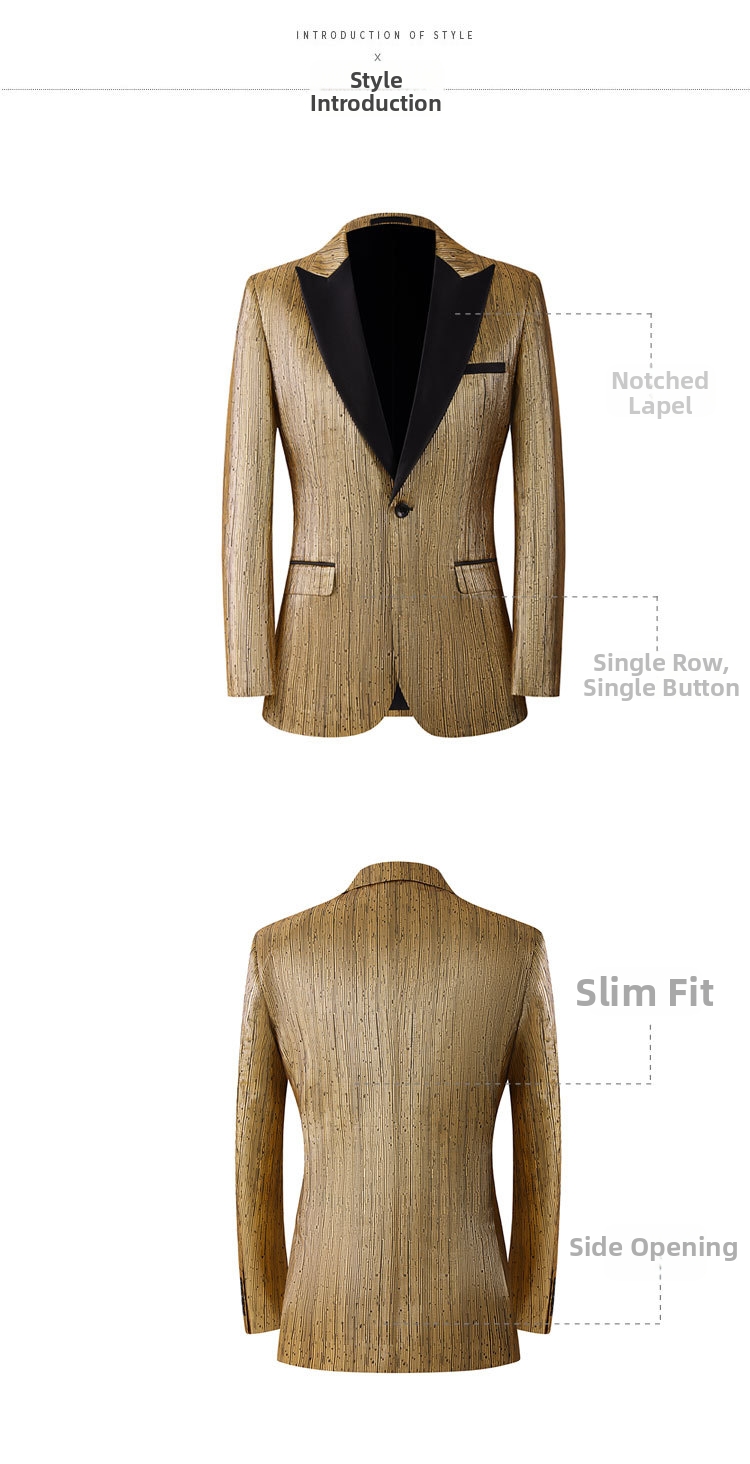 Men's Suit Blazer In Gold And Silver Modern Slim Fit Formal Jacket_voghion.com