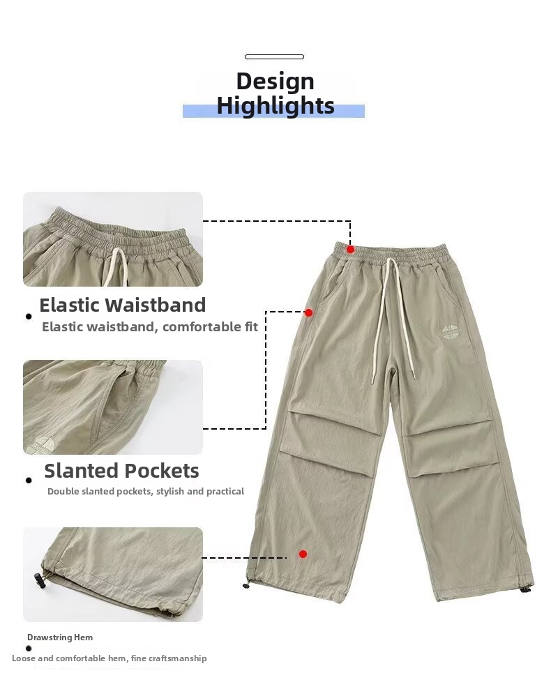 Pantalon d'été à jambes larges pour garçons, nouveau modèle, séchage rapide, anti-moustiques, tailles moyennes et grandes._voghion.com