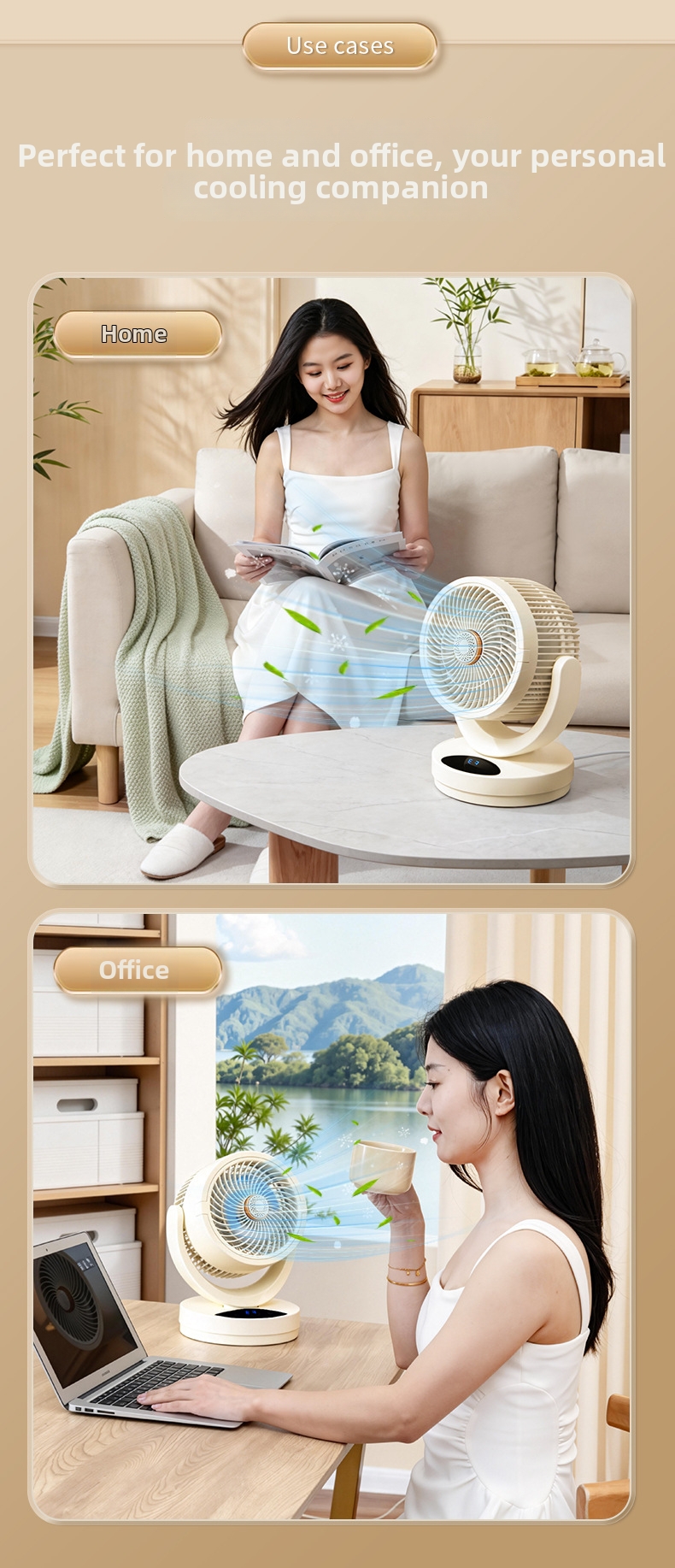 Wiederaufladbarer USB-Tischventilator mit Kühlfunktion_voghion.com