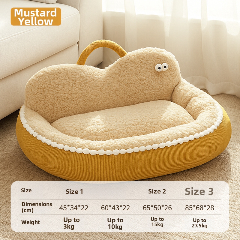 Warm Cat Bed Cloud Style Thickened Pet Sofa Sleeping Area Removable And Washable Dog Mat Small Dog Bed_voghion.com